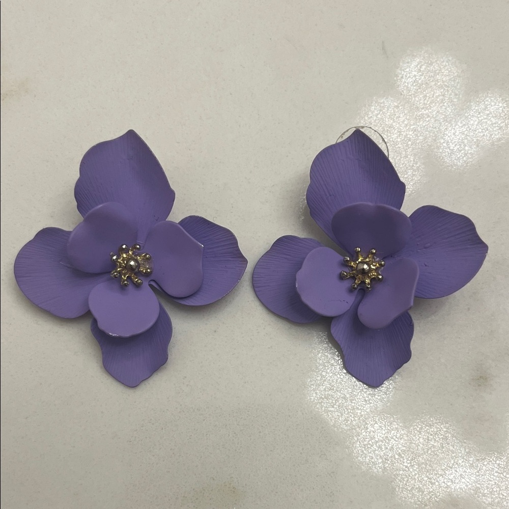 Purple Floral Earrings